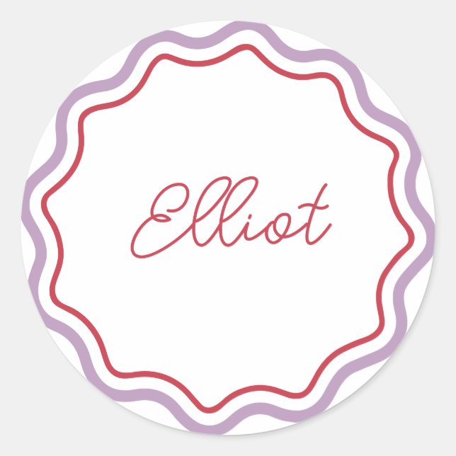 Pegatinas Redondas Personalizadas, Ondas Curvas  (Anverso)