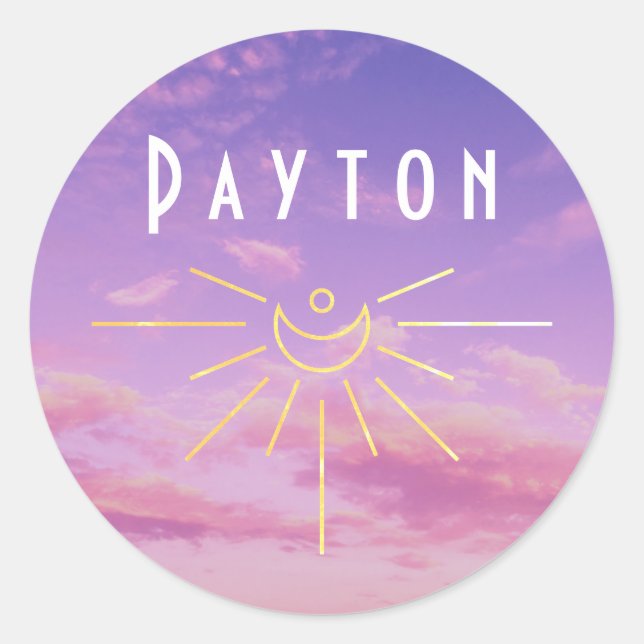 Pegatinas redondas personalizadas Payton Sol Boho  (Anverso)