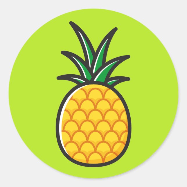 Pegatinas redondas tropicales de piña  (Anverso)