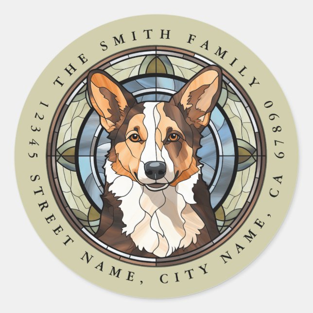 Pegatinas redondos Cardigan Welsh Corgi (Anverso)