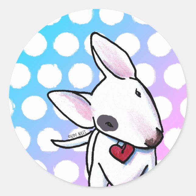 Pegatinas redondos clásicos de Bull Terrier (Anverso)