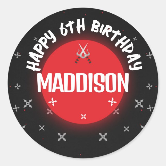 Pegatinas redondos clásicos de la fiesta de cumple (Anverso)