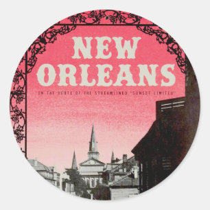 Pegatinas redondos clásicos de Nueva Orleans