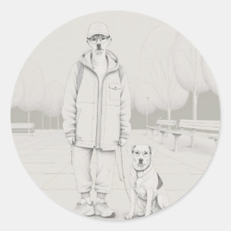 Pegatinas redondos clásicos de PuppyMan