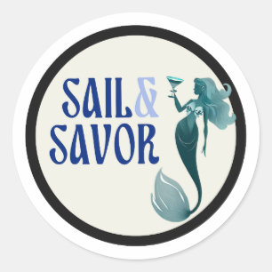 Pegatinas redondos clásicos de vela y salvamento