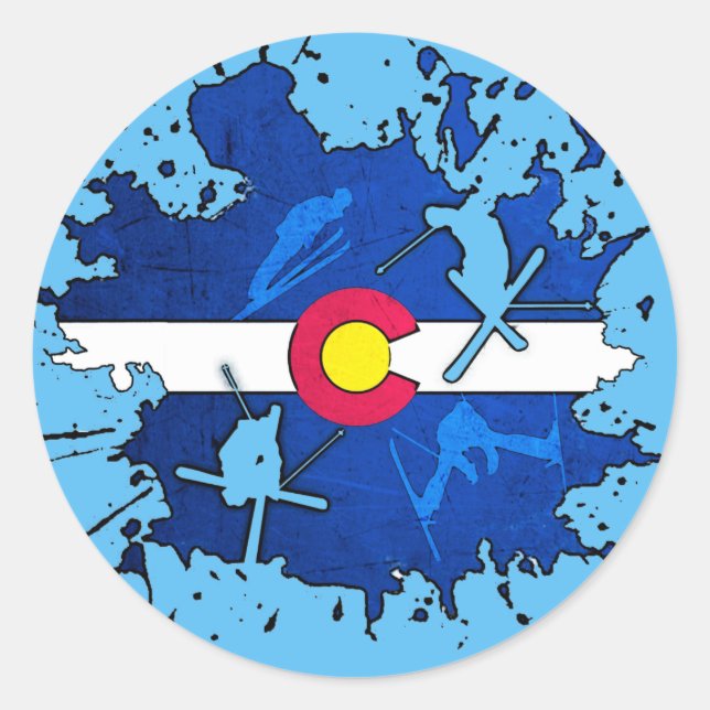 Pegatinas redondos con banderas de Colorado (Anverso)