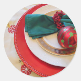 Pegatinas redondos con los ornamentos rojos,