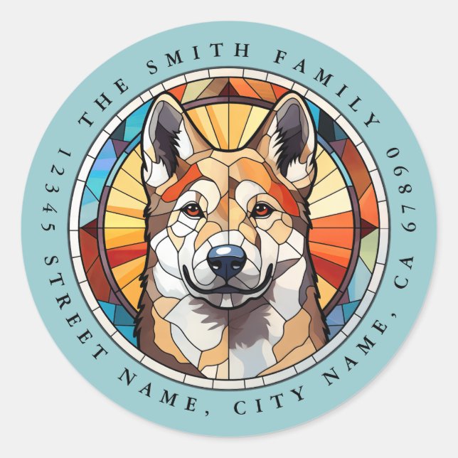 Pegatinas redondos de Akita (Anverso)