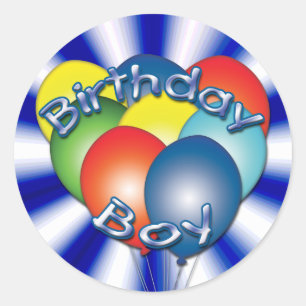 Pegatinas redondos de birday Boy Balloons