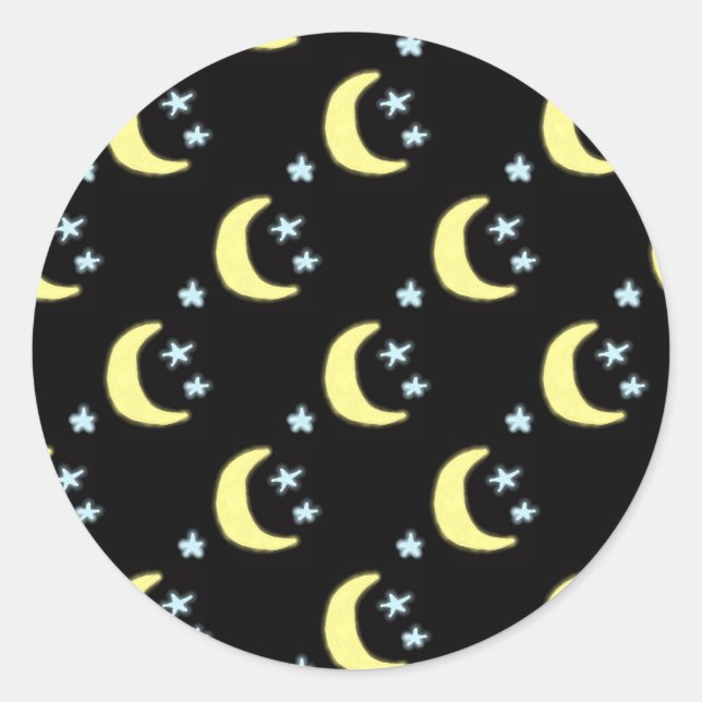 Pegatinas redondos de brillo de la luna (amarillo  (Anverso)