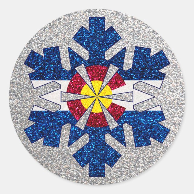 pegatinas redondos de copos de nieve con bandera d (Anverso)