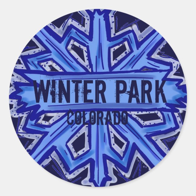 Pegatinas redondos de copos de nieve de Winter Par (Anverso)