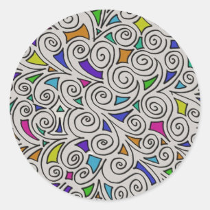 Pegatinas redondos de diseño de Swirls y Pieces