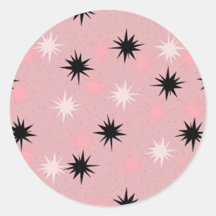 Pegatinas redondos de estrenos de color rosa atómi