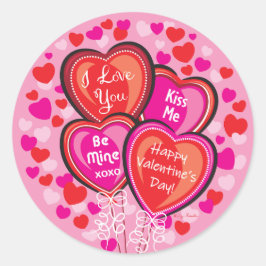 Pegatinas redondos de globos de San Valentín