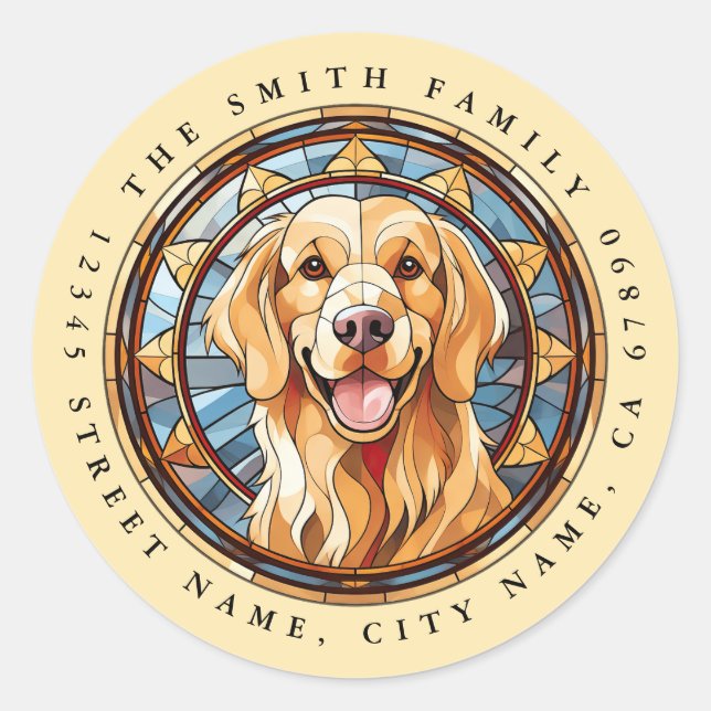 Pegatinas redondos de Golden Retriever (Anverso)