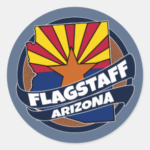 Pegatinas redondos de la bandera de Flagstaff Ariz