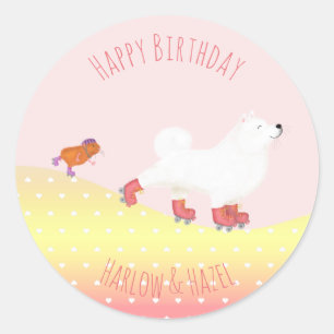 Pegatinas redondos de perros y conejillos de India