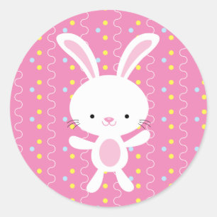 Pegatinas redondos de polka Dot Bunny