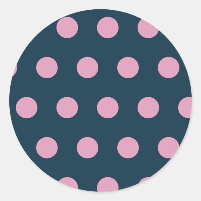 Pegatinas redondos de punto de polka (azul y rosa  (Anverso)