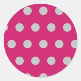 Pegatinas redondos de punto de polka (rosa calient