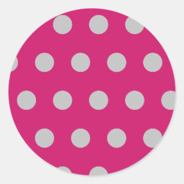 Pegatinas redondos de punto de polka (rosa calient