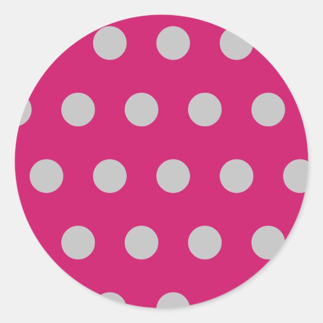 Pegatinas redondos de punto de polka (rosa calient (Anverso)