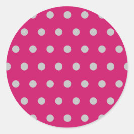 Pegatinas redondos de punto de polka (rosa calient