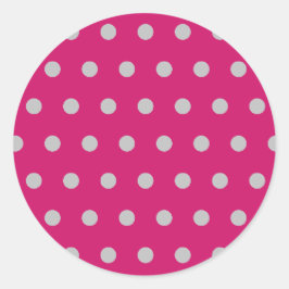 Pegatinas redondos de punto de polka (rosa calient