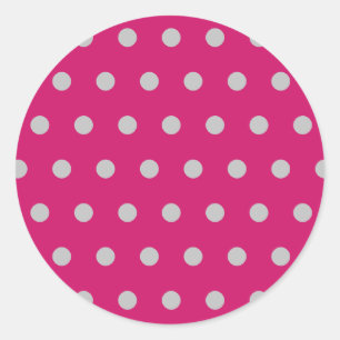 Pegatinas redondos de punto de polka (rosa calient