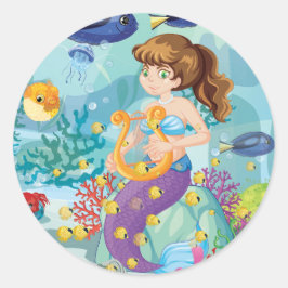 Pegatinas redondos de sirenas