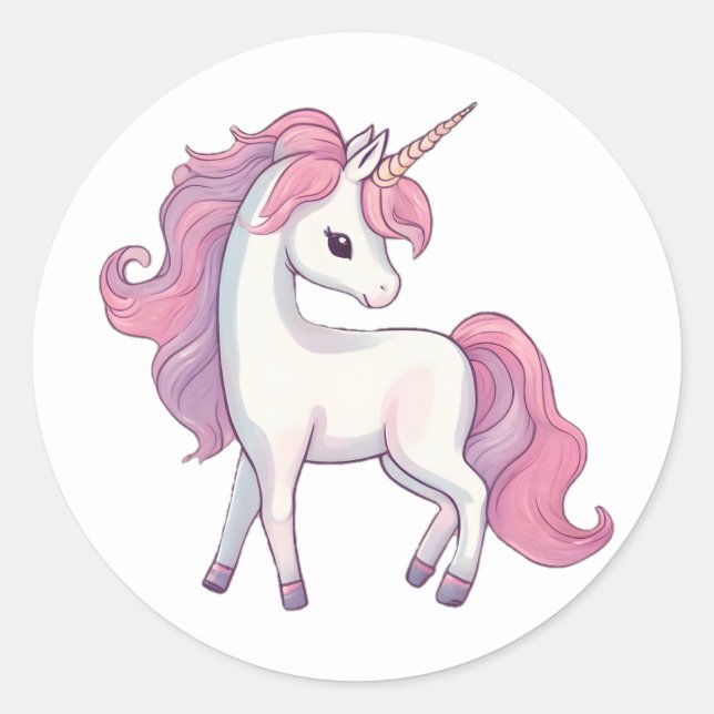 Pegatinas redondos de unicornio - Blanco (Anverso)