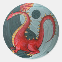 Pegatinas redondos de Ying Yang Dragon