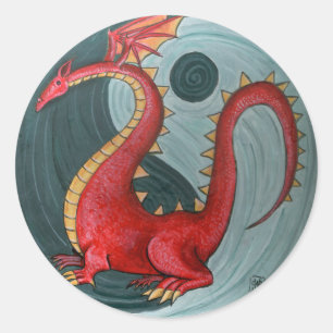 Pegatinas redondos de Ying Yang Dragon