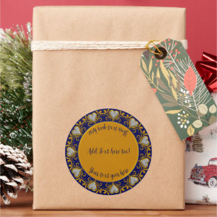 Pegatinas redondos Deco Hearts-Blue-Gold Personali