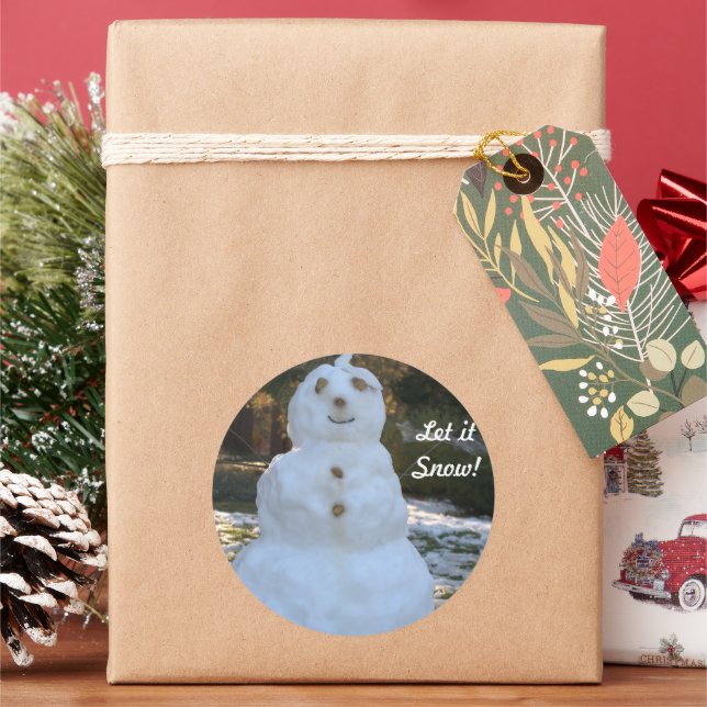 Pegatinas redondos dejan que nieve nieve (Vacaciones)