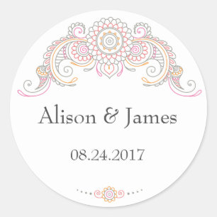Pegatinas redondos del diseño elegante de Mehndi
