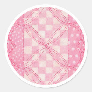 Pegatinas redondos grandes de CORAZÓN ROSA