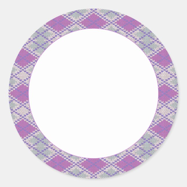 PEGATINAS redondos LILAC ARGYLE KNIT 3" (Anverso)