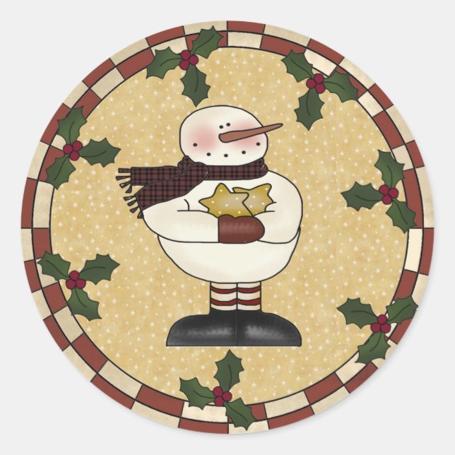 Pegatinas redondos - Star Snowman (Anverso)