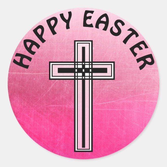 Pegatinas religiosos de la Cruz rosa y negra (Anverso)