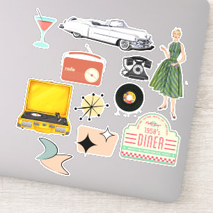 Pegatinas retro de mediados del siglo