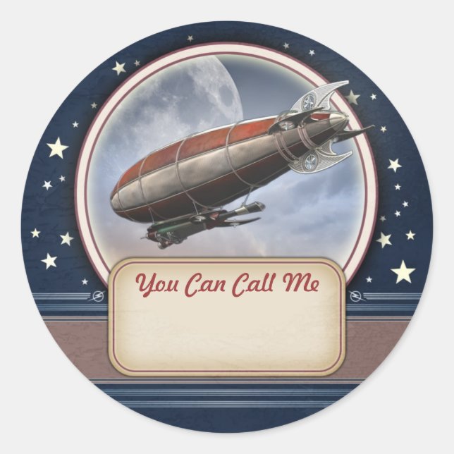 Pegatinas Retro Future Airship Name Tag (Anverso)