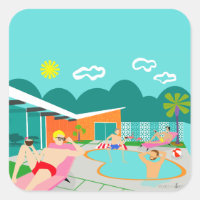 Pegatinas Retro Gay Pool Fiesta