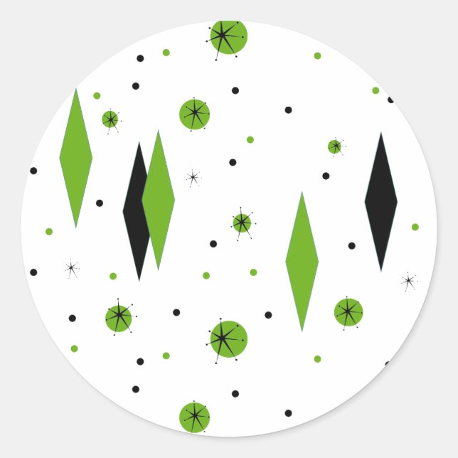Pegatinas Retro Green Diamonds & Starburts (Anverso)