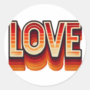 pegatinas Retro LOVE de los años 70