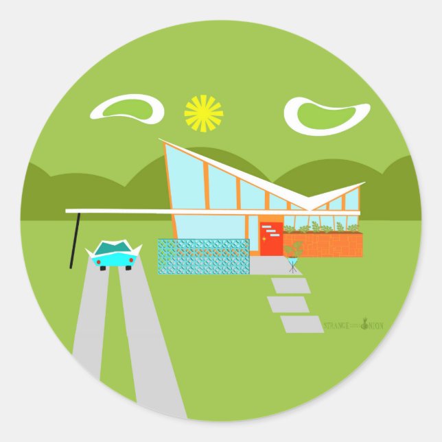Pegatinas Retro Palm Springs House Round (Anverso)