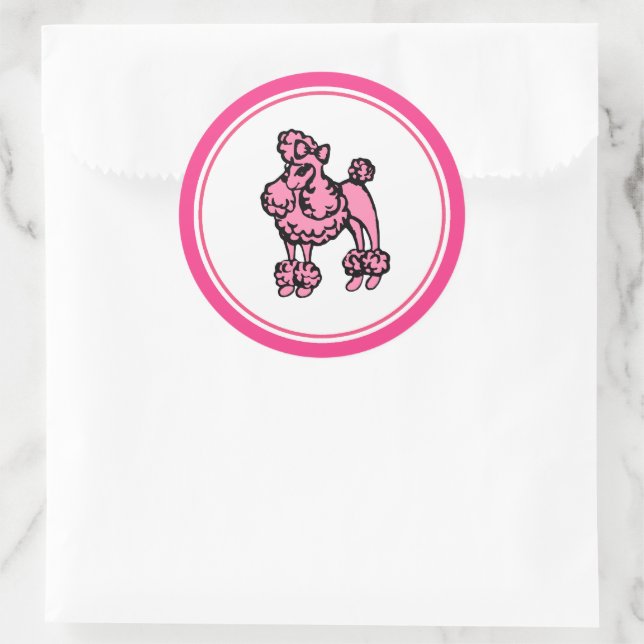 Pegatinas Retro Pink French Poodle (Bolso)