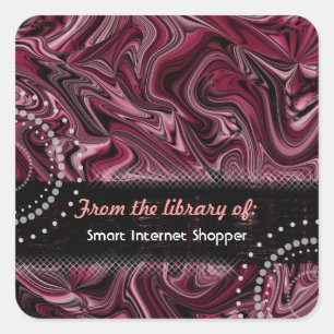 Pegatinas Retro Red Abstract Bookplate