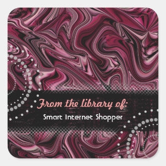 Pegatinas Retro Red Abstract Bookplate